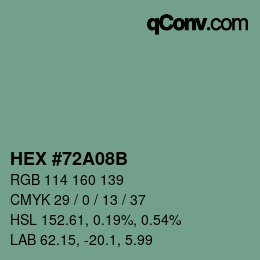 カラーコード: HEX #72A08B | qconv.com