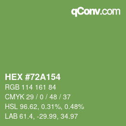 Farbcode: HEX #72A154 | qconv.com