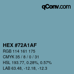 Color code: HEX #72A1AF | qconv.com