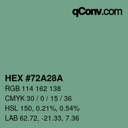 Color code: HEX #72A28A | qconv.com