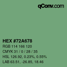 カラーコード: HEX #72A678 | qconv.com