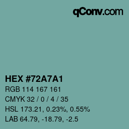 カラーコード: HEX #72A7A1 | qconv.com