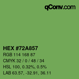 颜色代码: HEX #72A857 | qconv.com