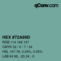Color code: HEX #72A89D | qconv.com