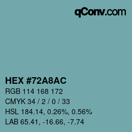 颜色代码: HEX #72A8AC | qconv.com