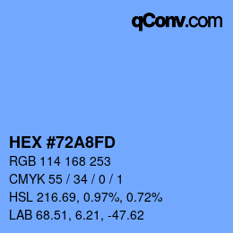 颜色代码: HEX #72A8FD | qconv.com