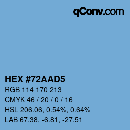 颜色代码: HEX #72AAD5 | qconv.com