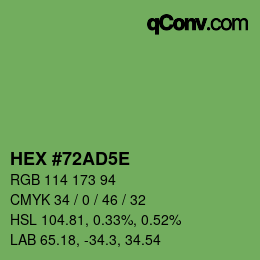 Farbcode: HEX #72AD5E | qconv.com