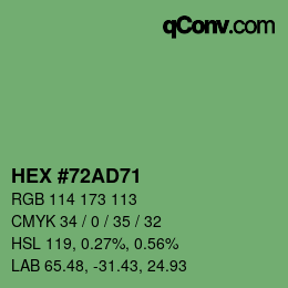 Código de color: HEX #72AD71 | qconv.com