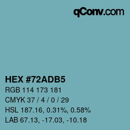 Color code: HEX #72ADB5 | qconv.com