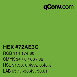 Color code: HEX #72AE3C | qconv.com