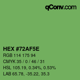 Código de color: HEX #72AF5E | qconv.com