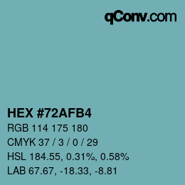 Color code: HEX #72AFB4 | qconv.com