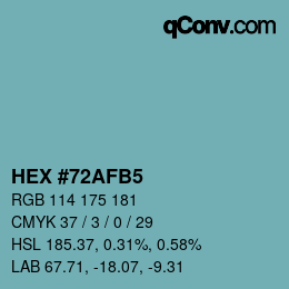 Color code: HEX #72AFB5 | qconv.com