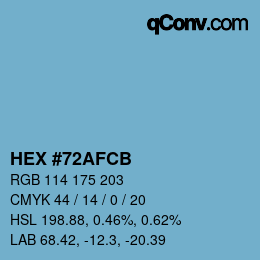 Color code: HEX #72AFCB | qconv.com