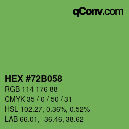 カラーコード: HEX #72B058 | qconv.com