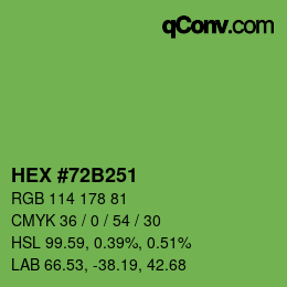 Color code: HEX #72B251 | qconv.com