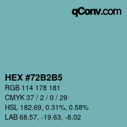 颜色代码: HEX #72B2B5 | qconv.com