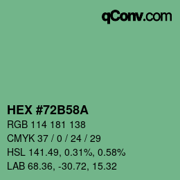 颜色代码: HEX #72B58A | qconv.com
