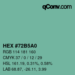 カラーコード: HEX #72B5A0 | qconv.com