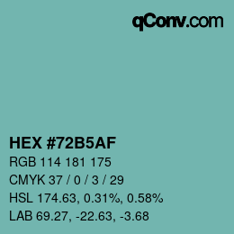 カラーコード: HEX #72B5AF | qconv.com