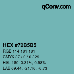 カラーコード: HEX #72B5B5 | qconv.com