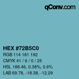 颜色代码: HEX #72B5C0 | qconv.com