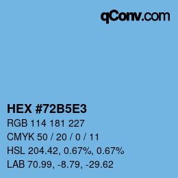 Code couleur: HEX #72B5E3 | qconv.com