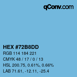 カラーコード: HEX #72B8DD | qconv.com