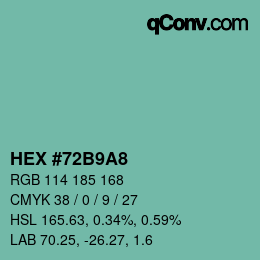 Color code: HEX #72B9A8 | qconv.com