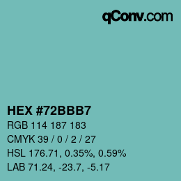Color code: HEX #72BBB7 | qconv.com