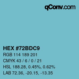 Color code: HEX #72BDC9 | qconv.com