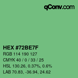 Color code: HEX #72BE7F | qconv.com