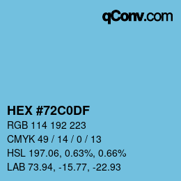 カラーコード: HEX #72C0DF | qconv.com
