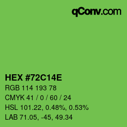 Color code: HEX #72C14E | qconv.com