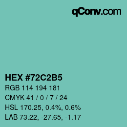カラーコード: HEX #72C2B5 | qconv.com