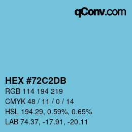 颜色代码: HEX #72C2DB | qconv.com