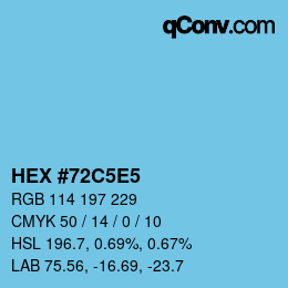 颜色代码: HEX #72C5E5 | qconv.com