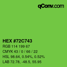 颜色代码: HEX #72C743 | qconv.com