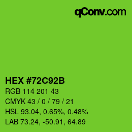 Color code: HEX #72C92B | qconv.com