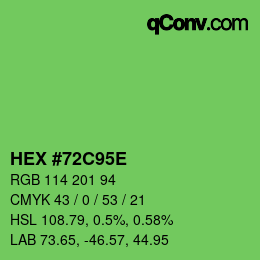 Color code: HEX #72C95E | qconv.com