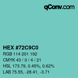 カラーコード: HEX #72C9C0 | qconv.com