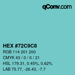 Color code: HEX #72C9C8 | qconv.com