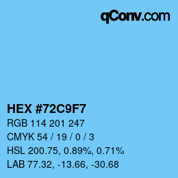 カラーコード: HEX #72C9F7 | qconv.com