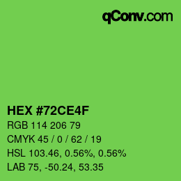 カラーコード: HEX #72CE4F | qconv.com