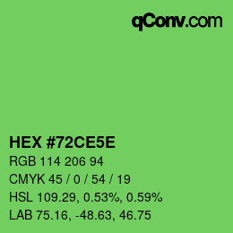 Color code: HEX #72CE5E | qconv.com