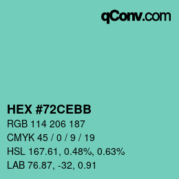 Color code: HEX #72CEBB | qconv.com