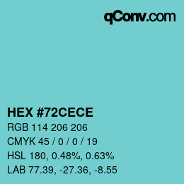 Color code: HEX #72CECE | qconv.com