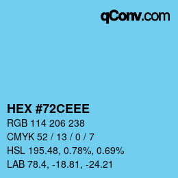 Farbcode: HEX #72CEEE | qconv.com