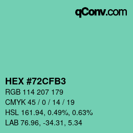 Farbcode: HEX #72CFB3 | qconv.com